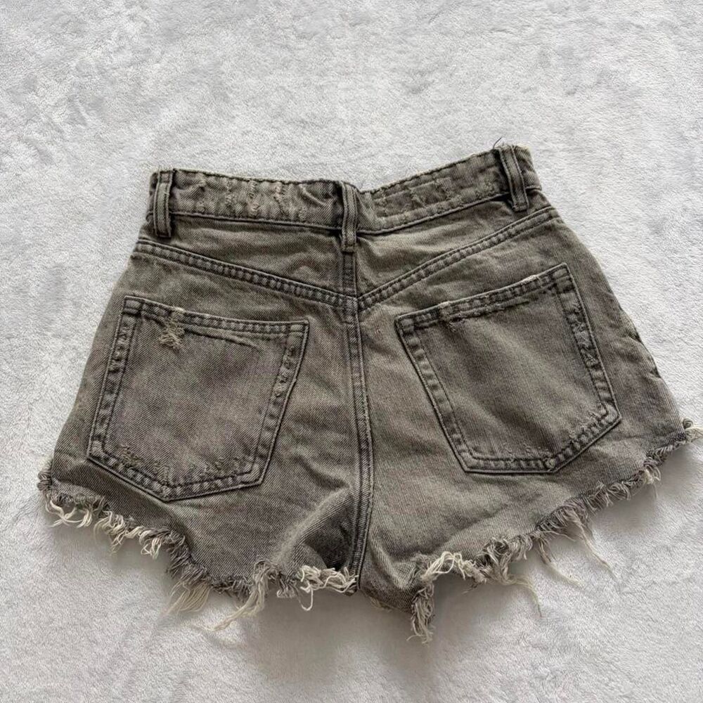Zara Gray Denim Distressed Dhorts Women's 0 Summer High Rise Casual Everyday